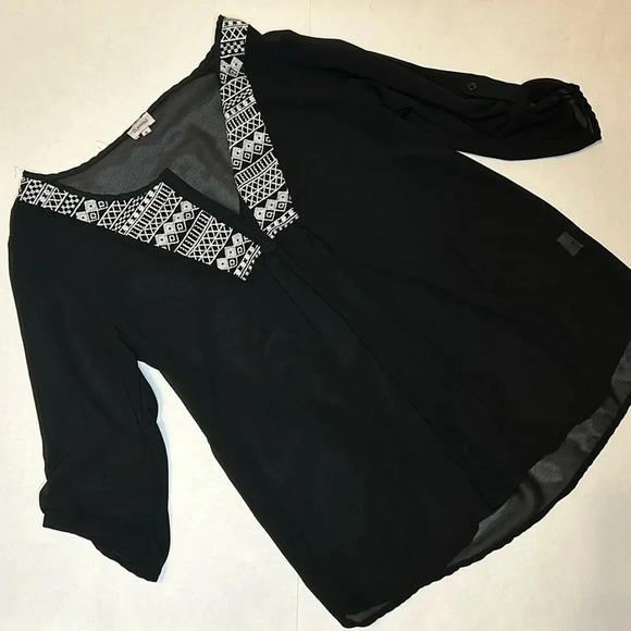 B_Envied Tops - Black & White Blouse with Embroidery | Black & White Blouse | Embroidered